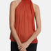 NWT Theory Halter Tie Neck Top, 100% Silk Chiffon - Dark Coral, XS (P)
