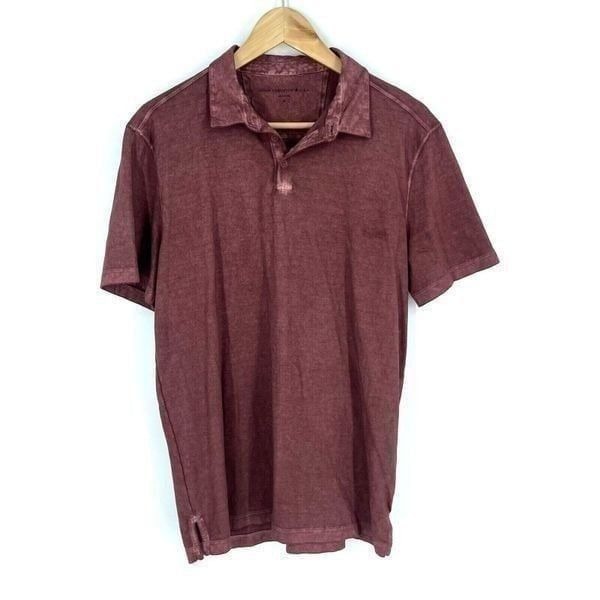 John Varvatos Star USA Polo Shirt Size Medium Mens Maroon Garment Washed Cotton