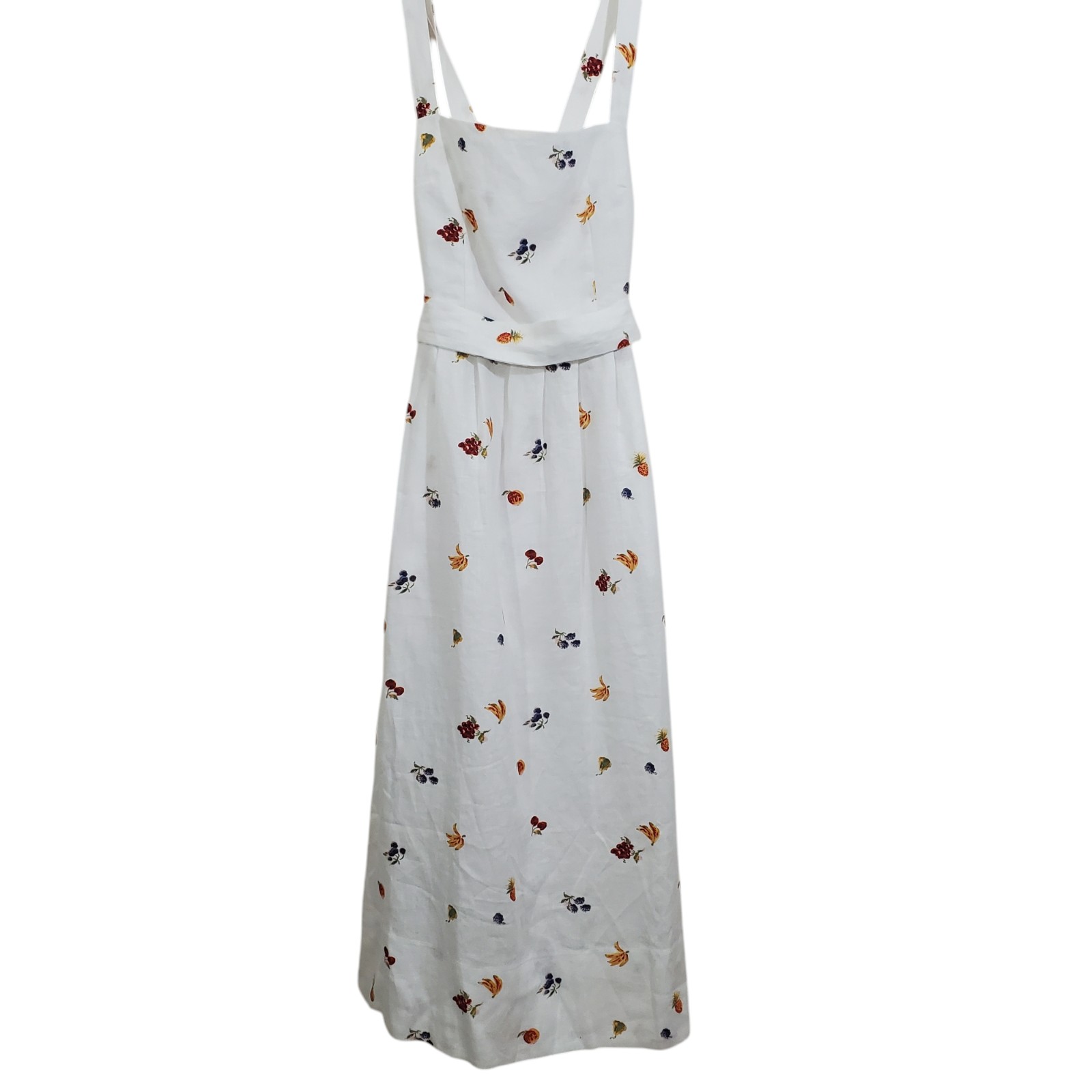 Reformation Cruise Dress Midi in Fruit Loops Print NWT Size 2 Boho 100% Linen