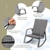 3PCS Patio Rattan Rocking Chair Table Furniture Set Yard Cushion Gray