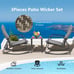3PCS Patio Rattan Rocking Chair Table Furniture Set Yard Cushion Gray