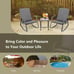 3PCS Patio Rattan Rocking Chair Table Furniture Set Yard Cushion Gray