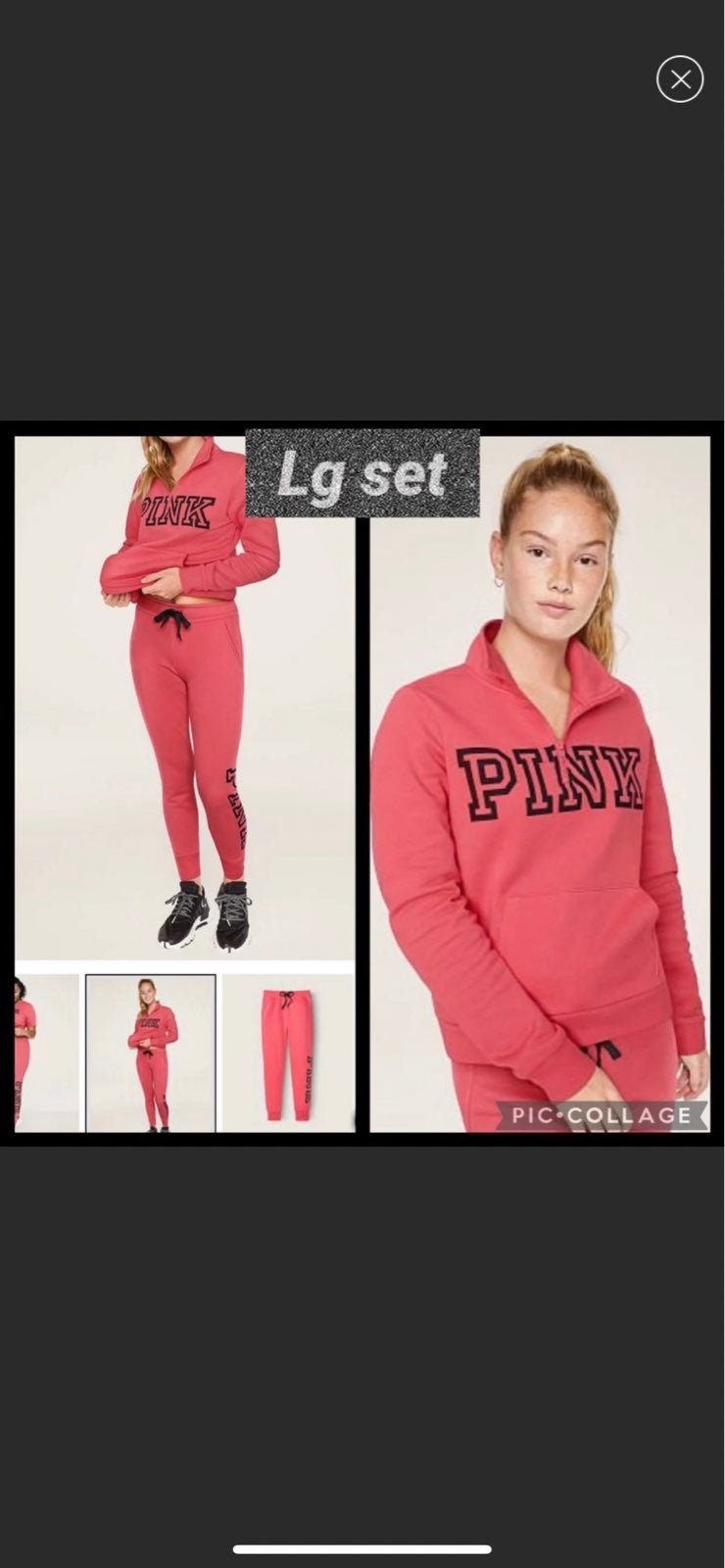 Vs pink lounge skinny jogger quarters zip pullover watermelon classic logo