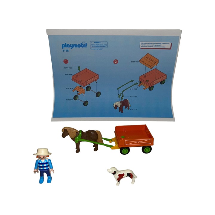 Vintage Playmobil 3118 2000 Geobra Pony Wagon Girl Dog Rare Instructions Klicky