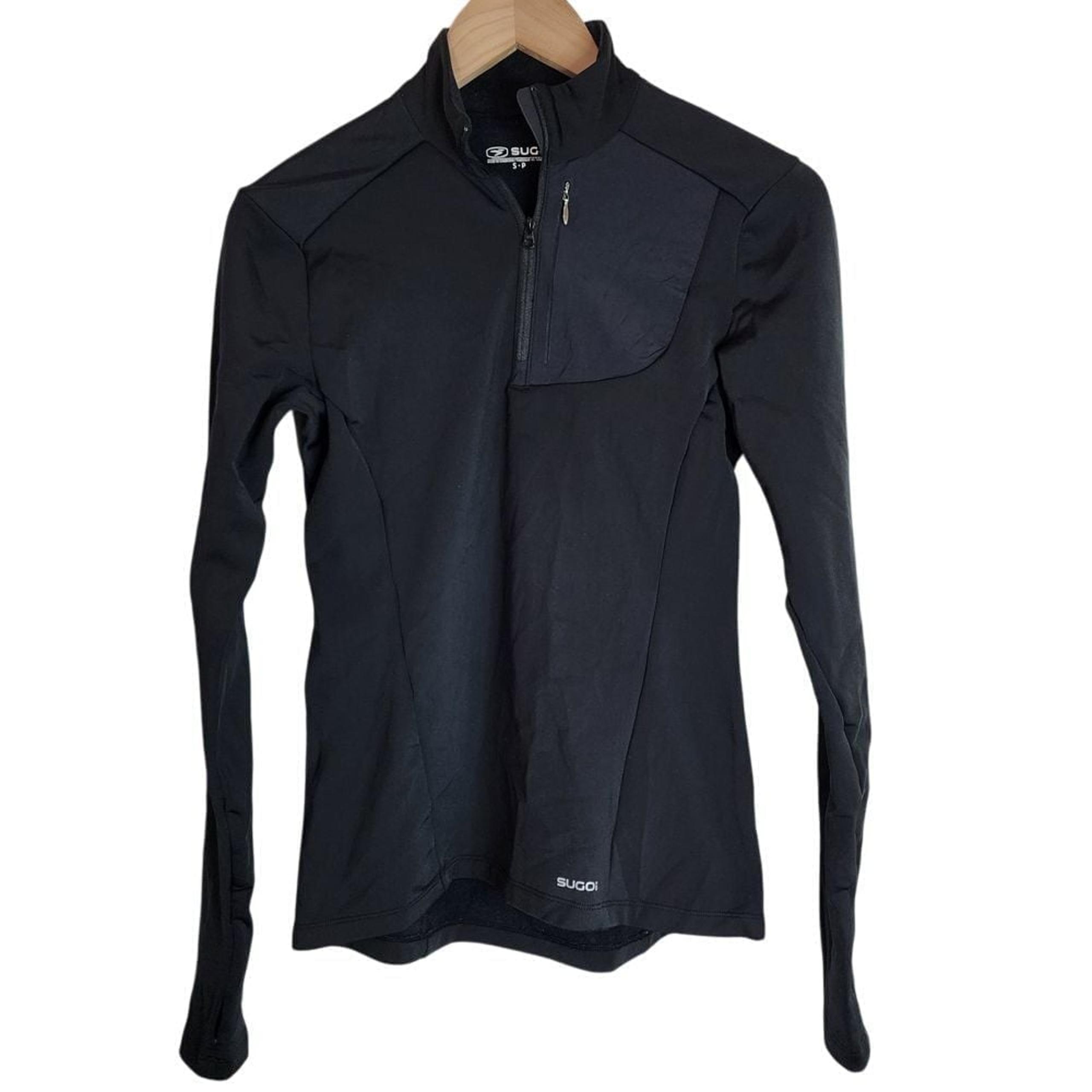 Sugoi Midzero Zip Sweater Women's Small Cycling Top w/ Pocket Black
