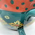 NEW Pioneer Woman Ceramic Batter Mixing Bowl W/Handle Vintage Geo Pattern Green