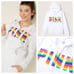 Vs Victorias Secret Pink Perfect Full Zip Hoodie Sweater Jacket Top Rainbow M