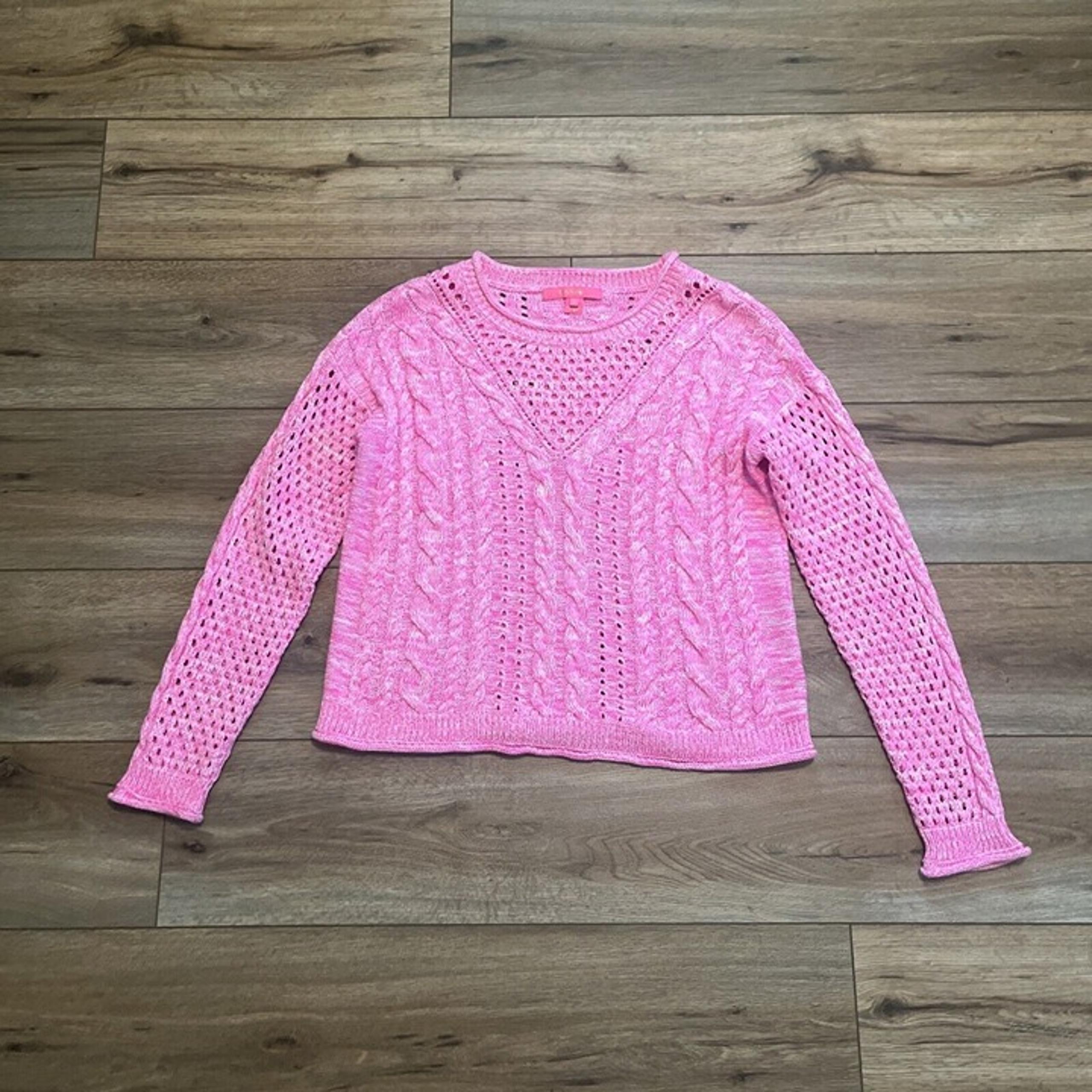 Women's Lilly Pulitzer Macxy Mix Stitch Sweater SZ Small Pink Open Knit