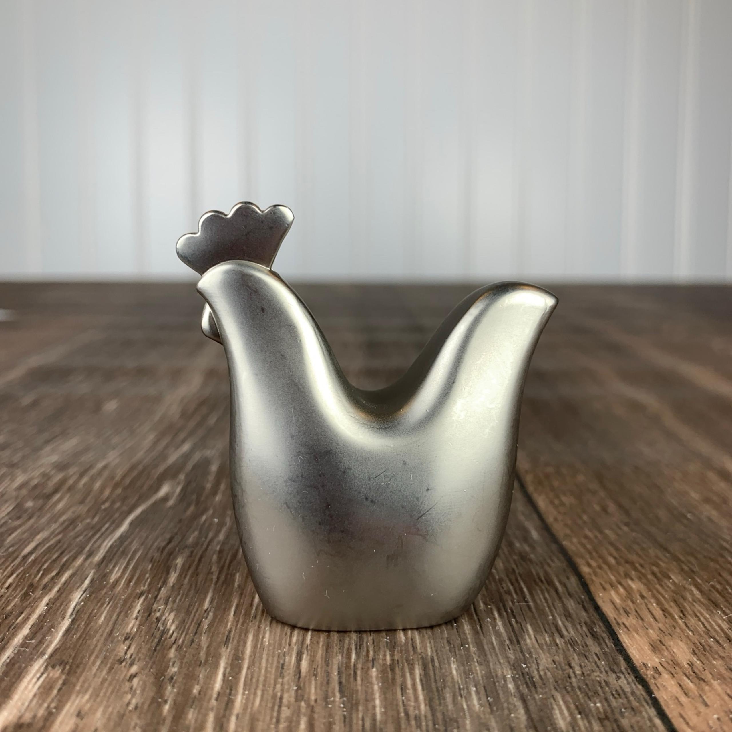 Umbra Anigram 2" Rooster Figurine Ring Holder Silver Tone Brushed Nickel Jewelry