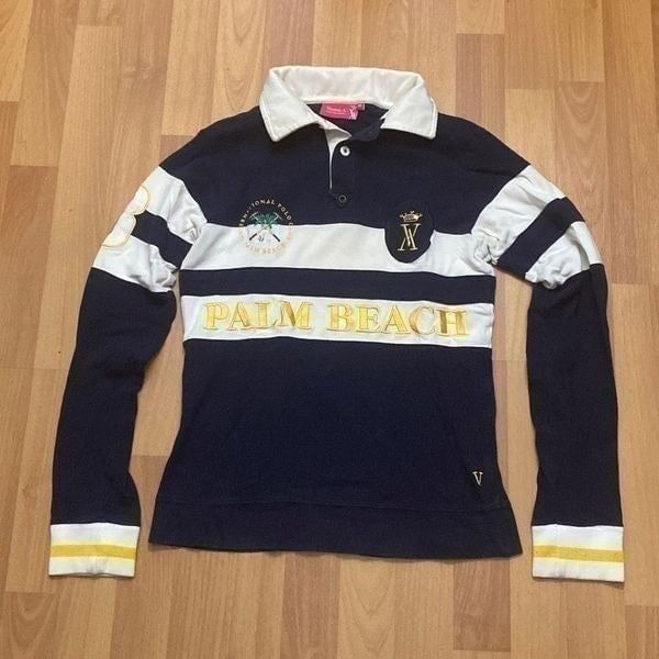 Vicomte A. Palm Beach Equestrian Long Sleeve Polo Shirt Button Collar Women XS