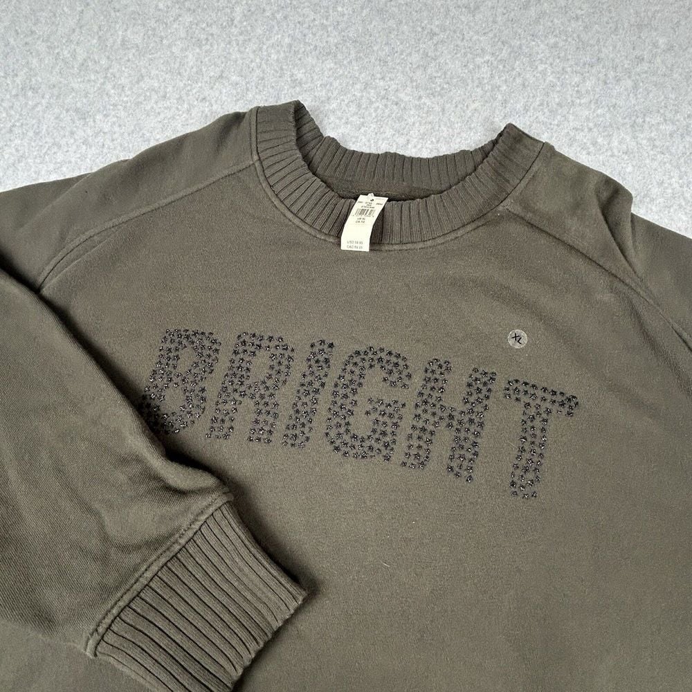 RARE Aerie Oversize Down to Earth BRIGHT Sweatshirt Women Sz XL Nomad Olive READ