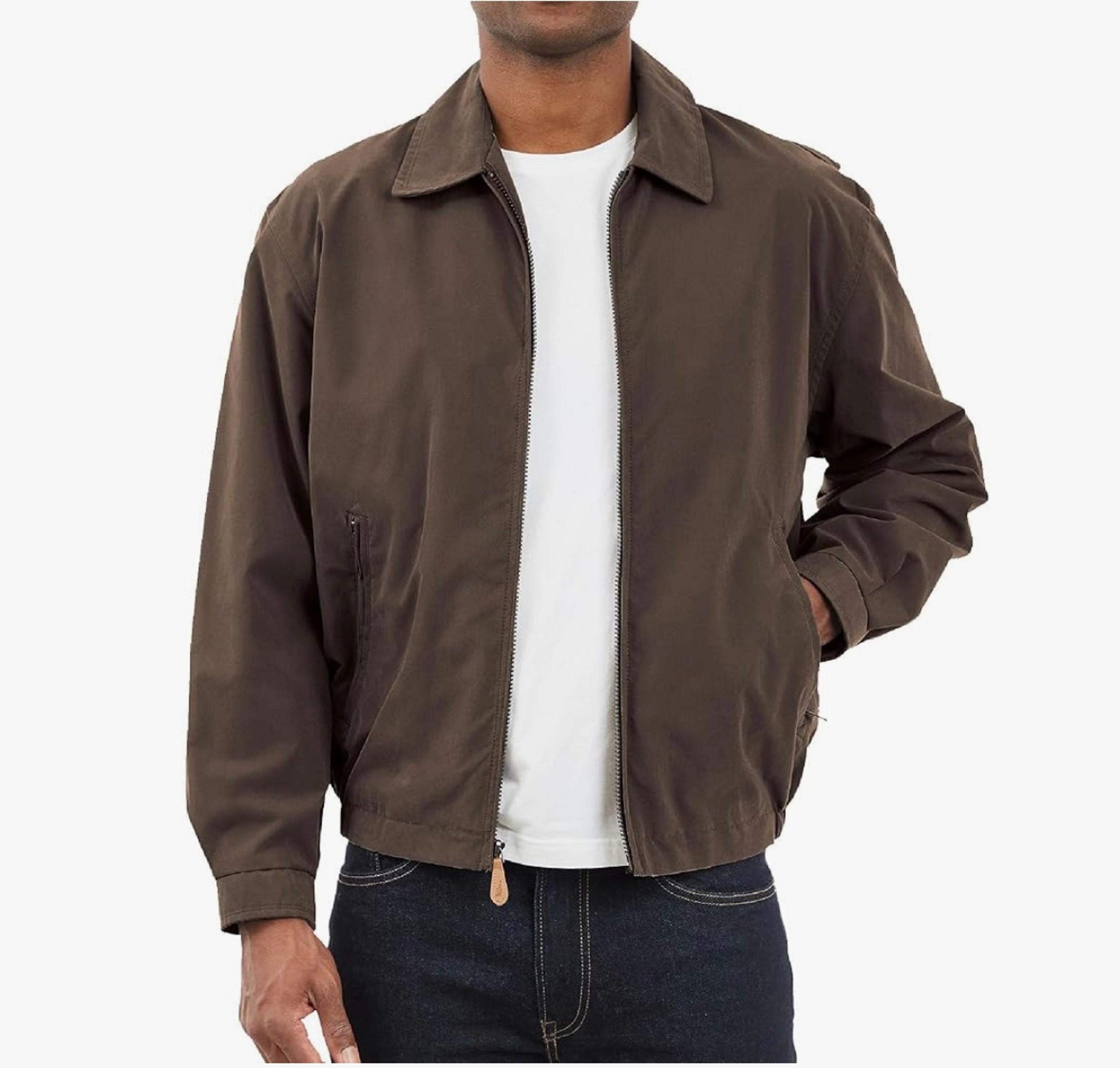 London Fog Jacket Men Large Golf Full Zip Preppy Retro Bomber Collared Green