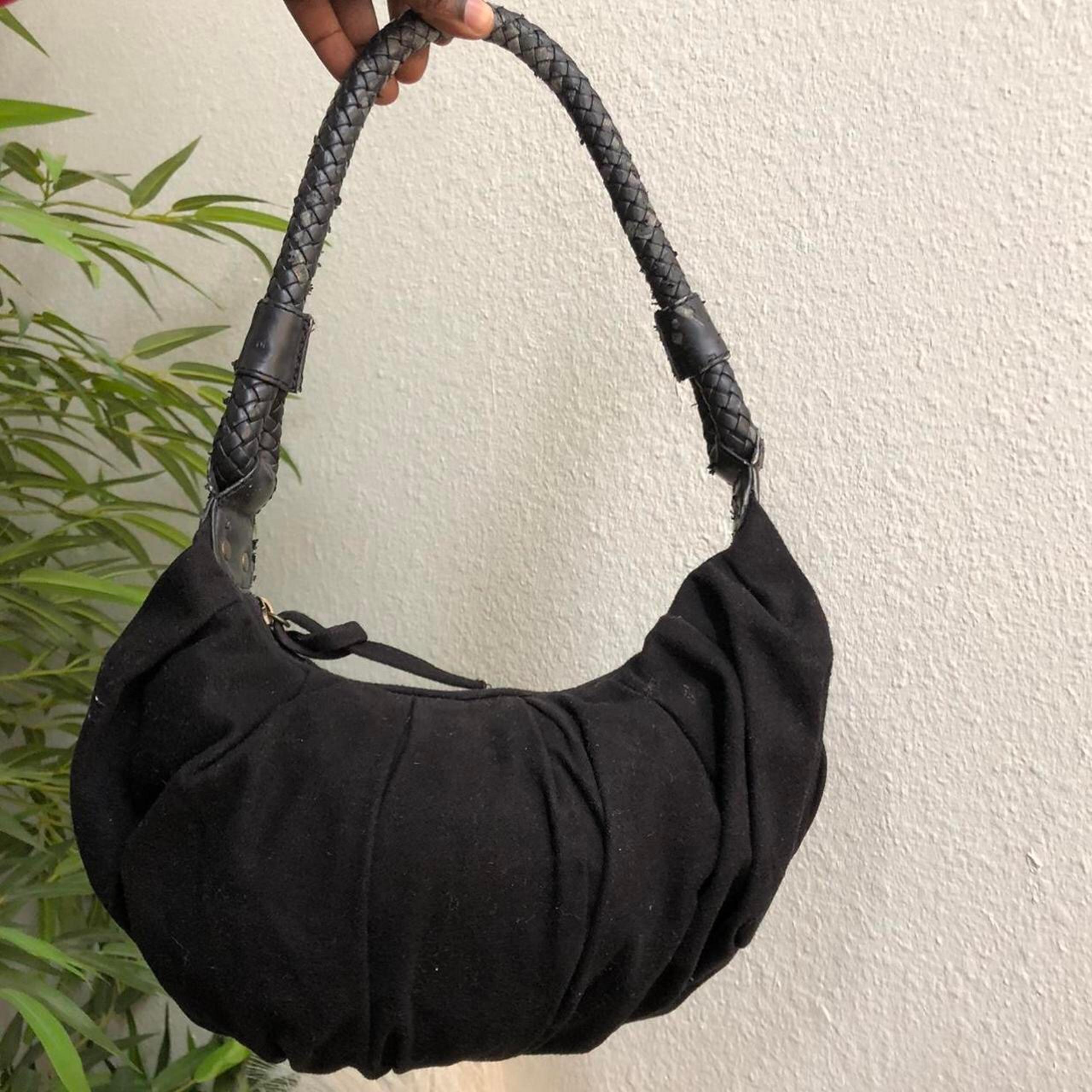 Y2K Vintage Old Navy Gothic Black ruched canvas shoulder hand baguette bag purse
