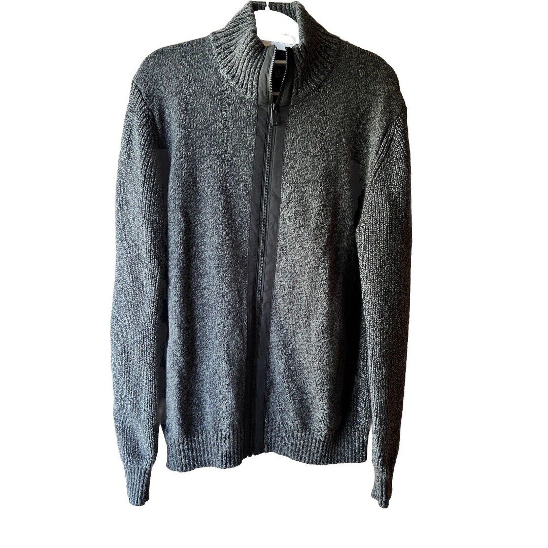 Daniel Hechter Cardigan Sweater Men’s Size M Marled Gray Pockets Full Zip Cotton