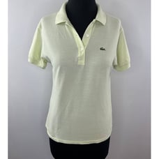 LACOSTE Yellow Pique Cotton Short Sleeve Polo Shirt Top Preppy Women's 6 FRANCE
