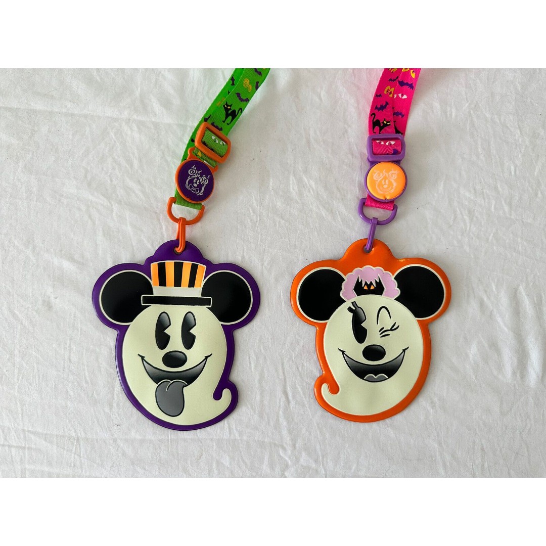 VTG Tokyo Disney Resort Mickey Minnie Mouse Halloween Pass Case Ghost 2008 set2