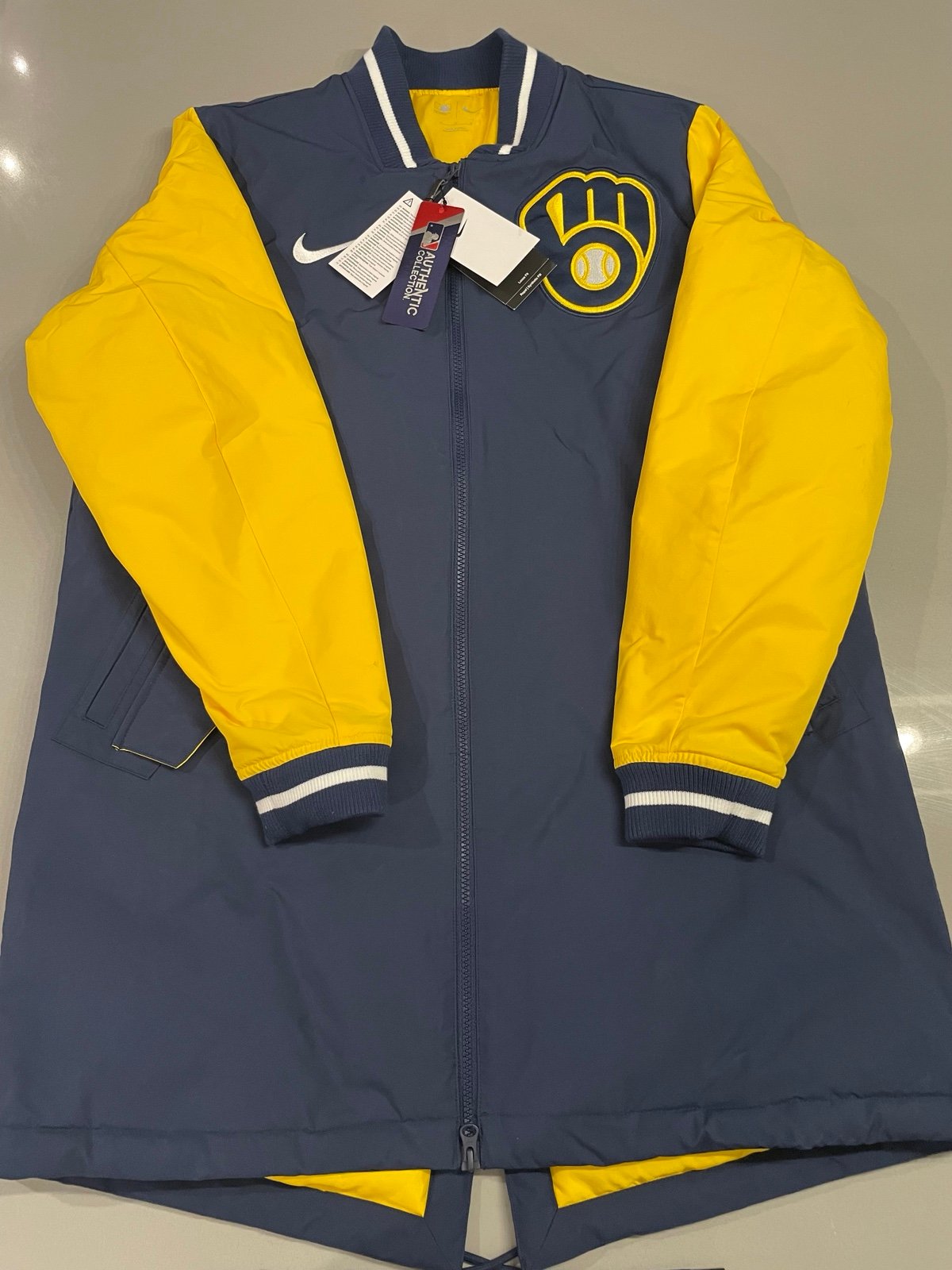 NEW!! Nike Dugout MLB Milwaukee Brewers Men's Full-Zip Jacket Medium Retail 220