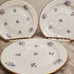 3 Limoges France Saucers Floral Bouquet Purple Ribbon Plates 5.75 Diameter Rare
