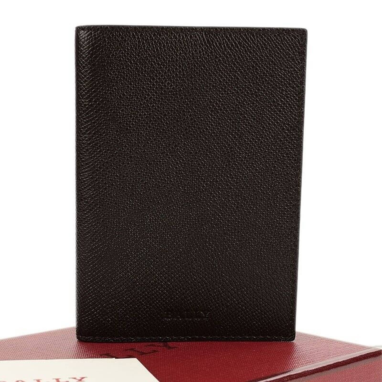 BALLY Mens Chocolate Brown TREVOR Embossed Leather Passport Wallet Italy NIB