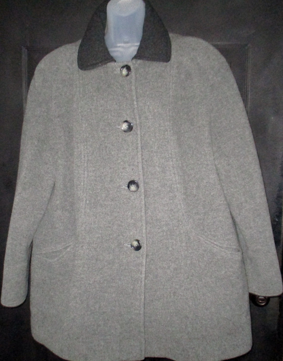 Womens London Fog Gray Pea Coat Sz 16P