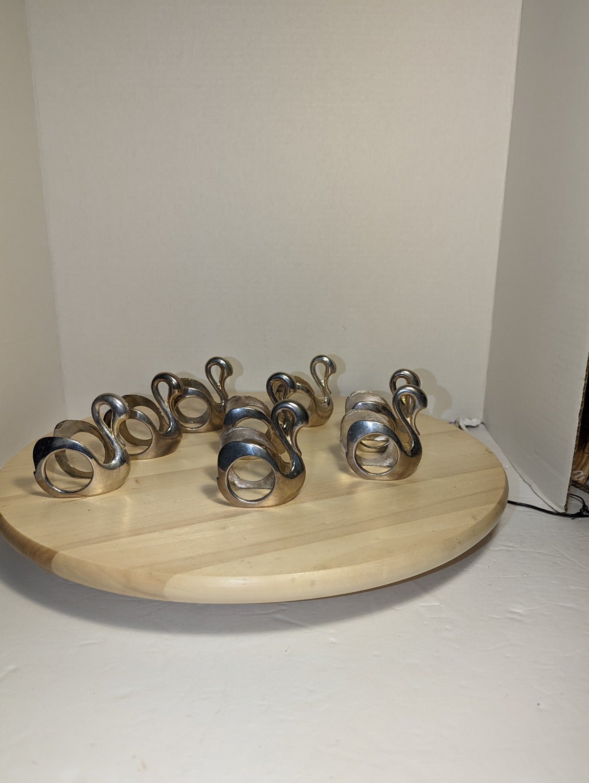 Vtg Silver Plated Swan Napkin Rings 8