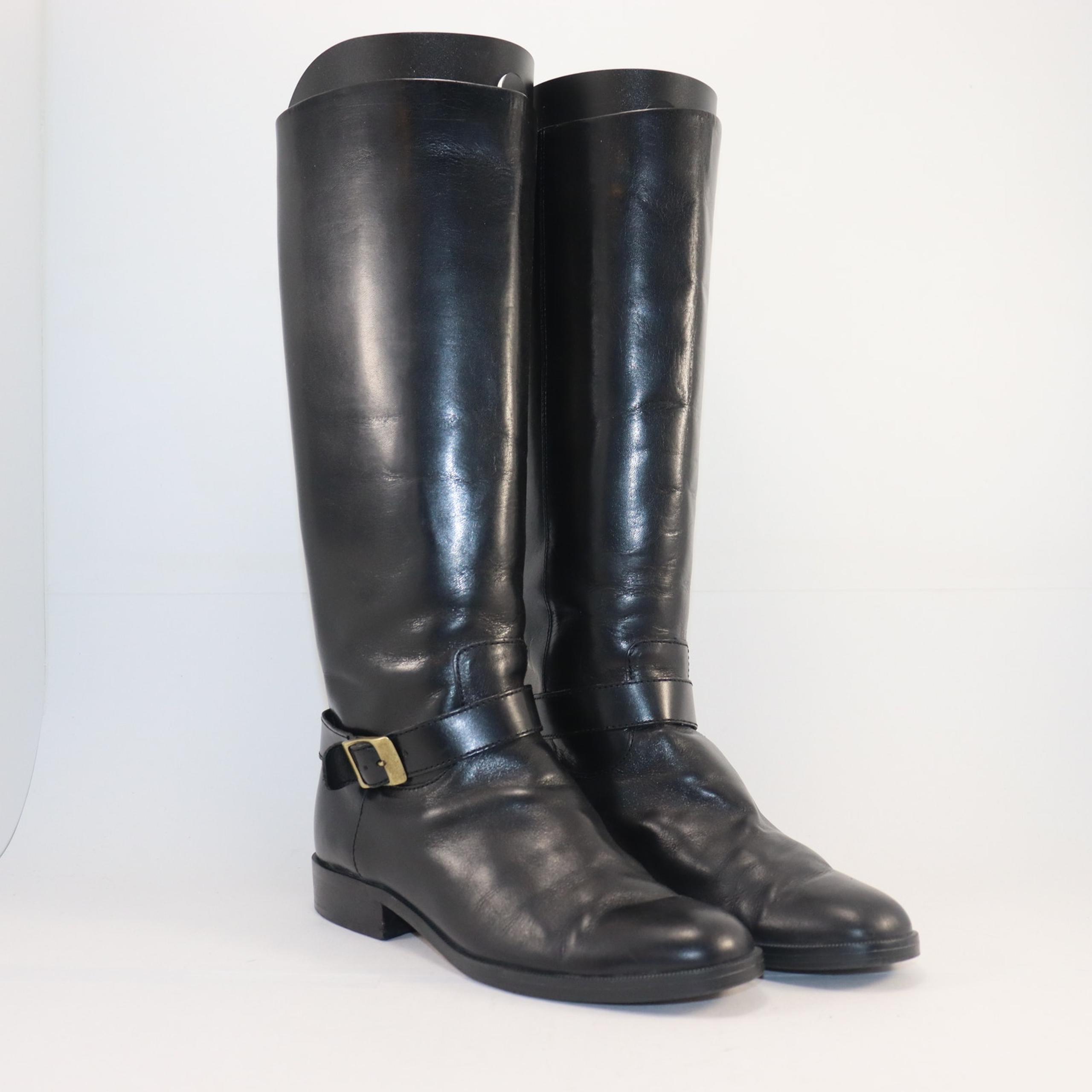 Etienne Aigner Black Leather Riding Boots – Women’s Size 7 Tall Knee High