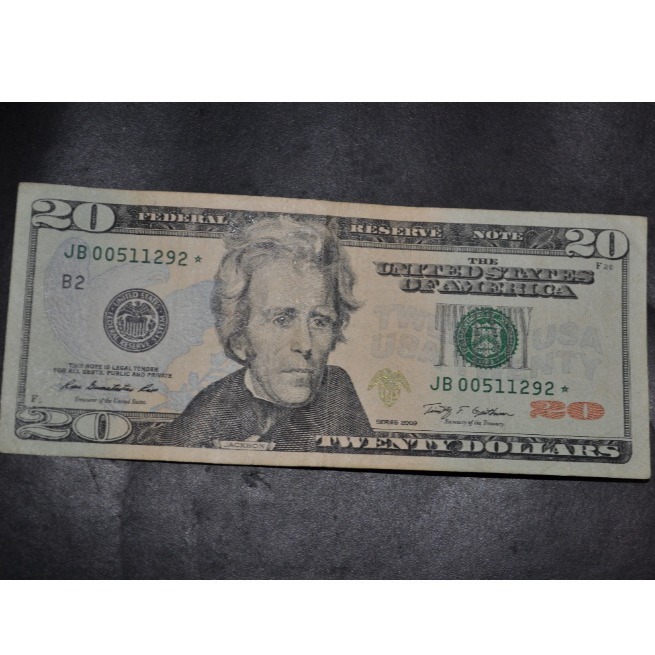2009 20 Bill Federal Reserve Star rare fancy number Serial JB00511292*