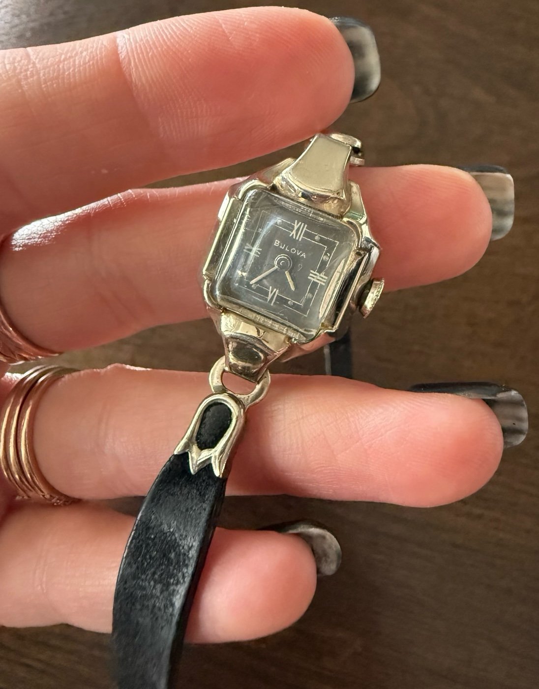 Vintage ladies 10k white gold filled Bulova mechanical watch