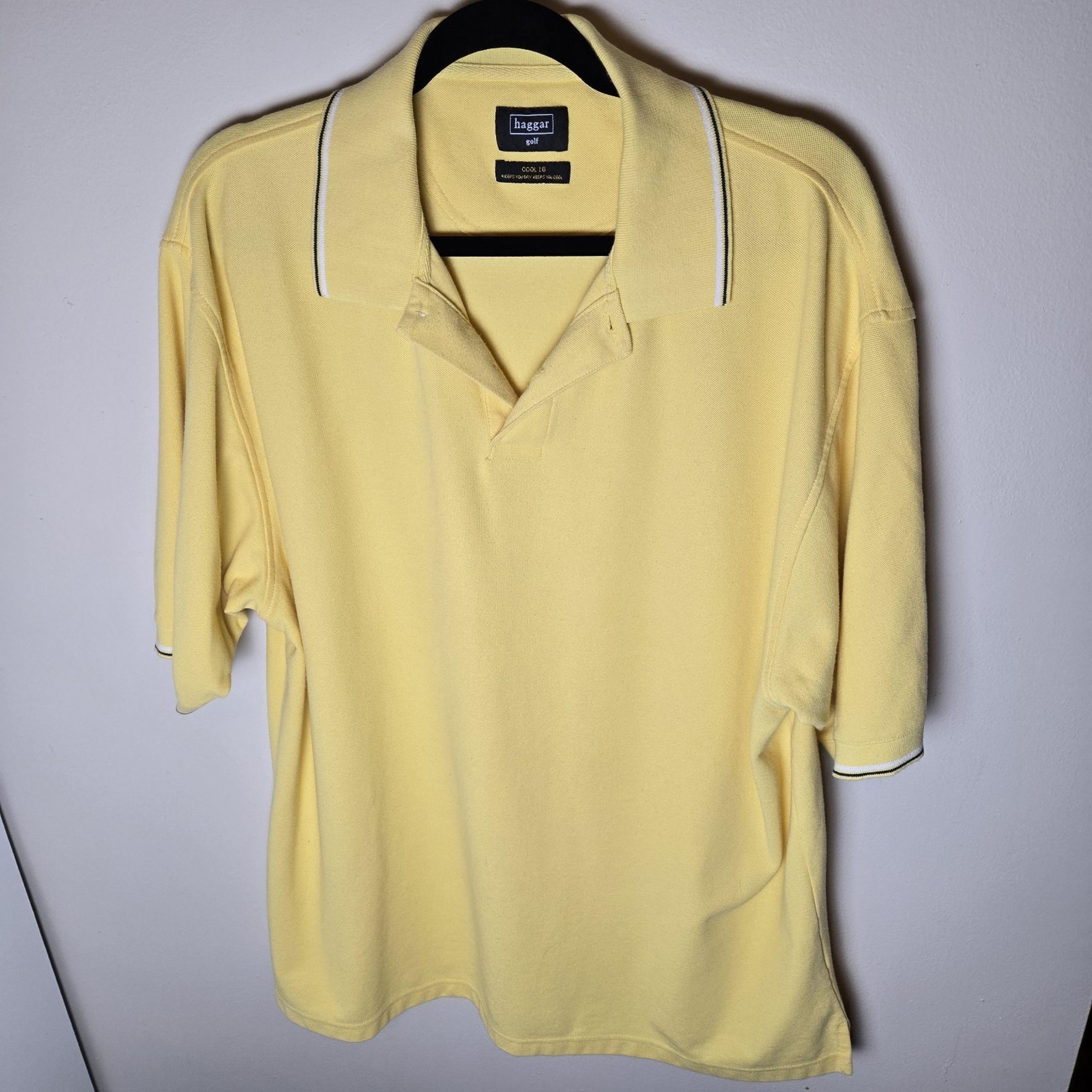 Haggar Golf Cool 18 Men's XL Yellow Polo Shirt Moisture Wicking Short Sleeve