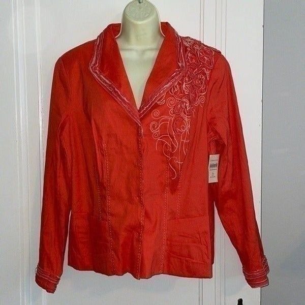 NWT Coldwater Creek orange ruffle detail jacket/blazer