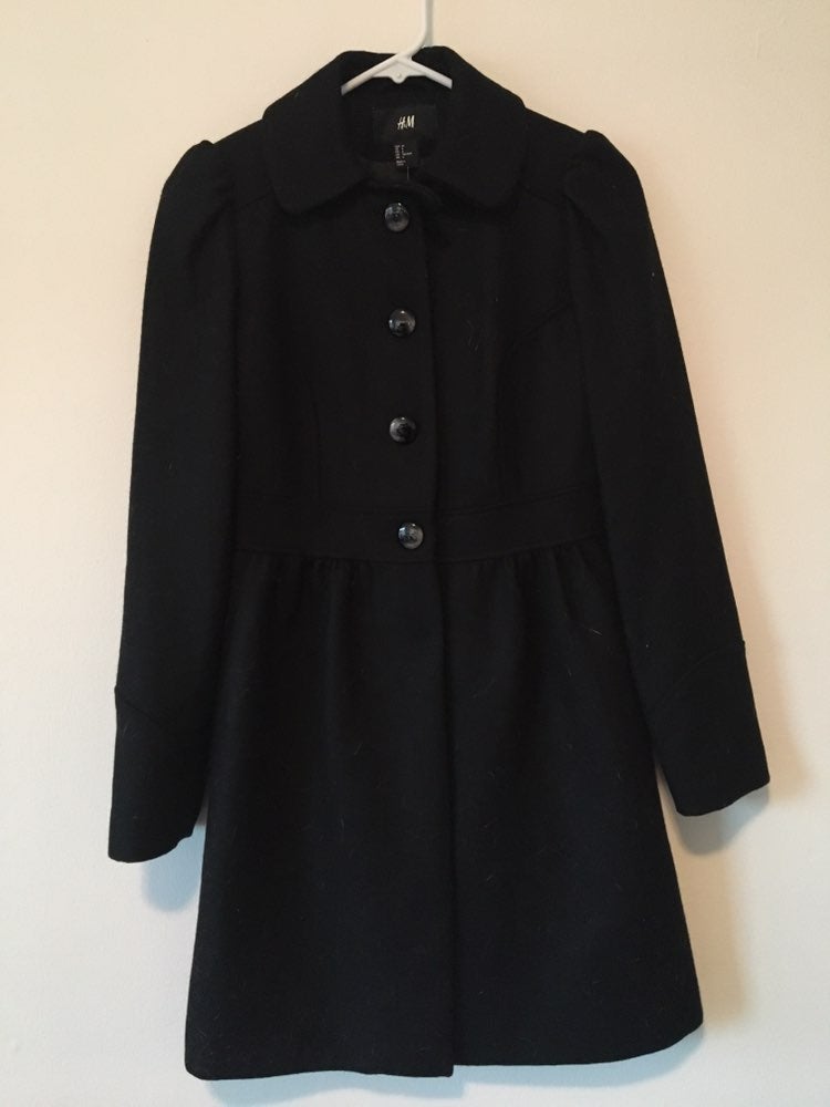 NWT H&M Women's Black Coat Size 6