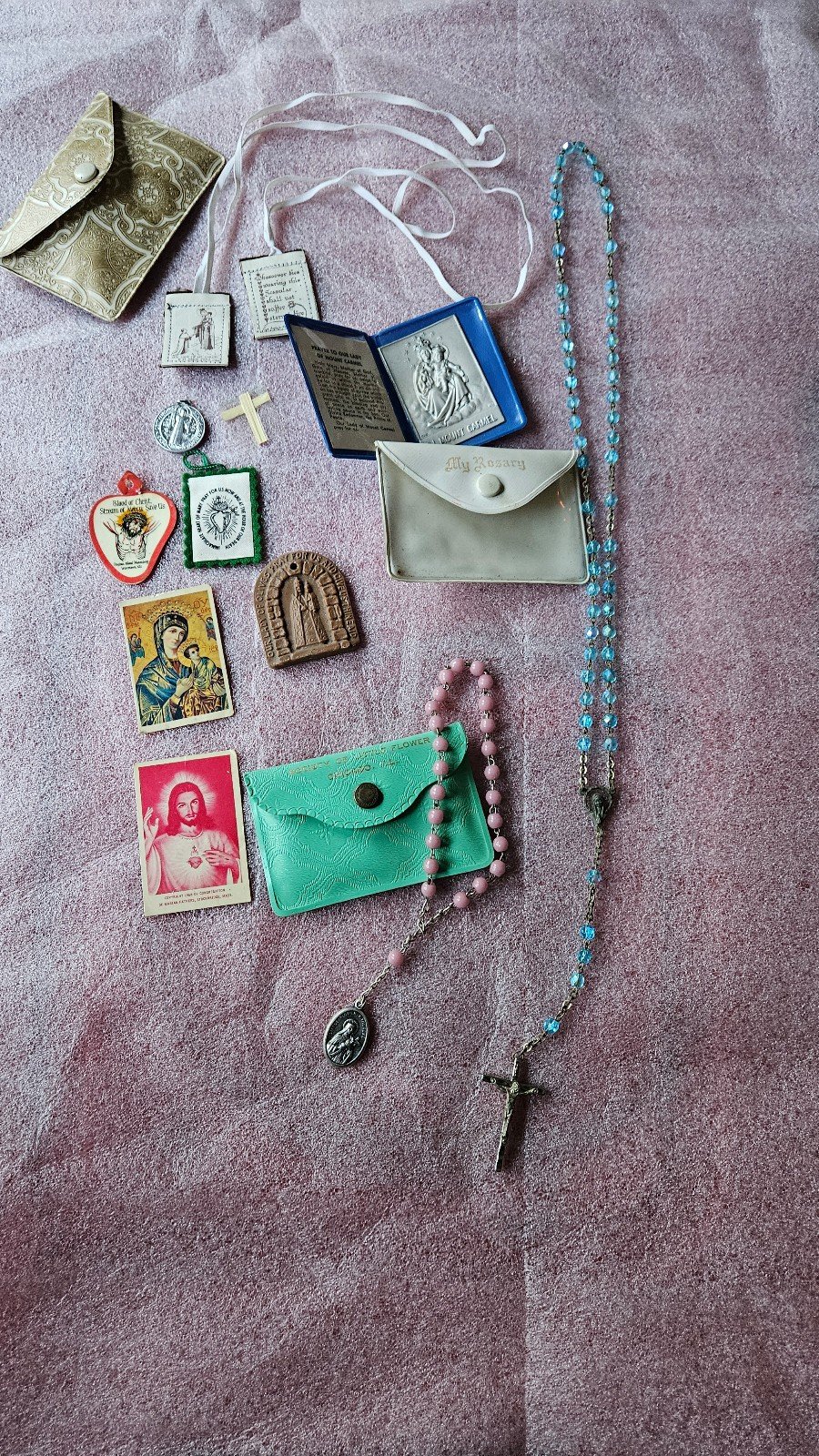 Vintage bundle of catholic items rosaries and more