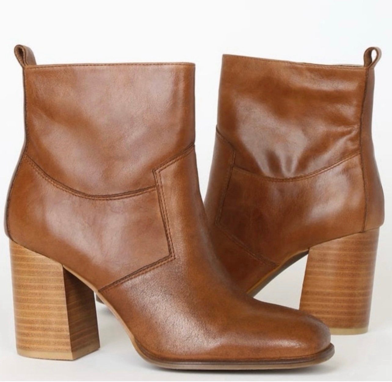 Sbicca Brown Leather Heeled Boots with Modern Design Size 10