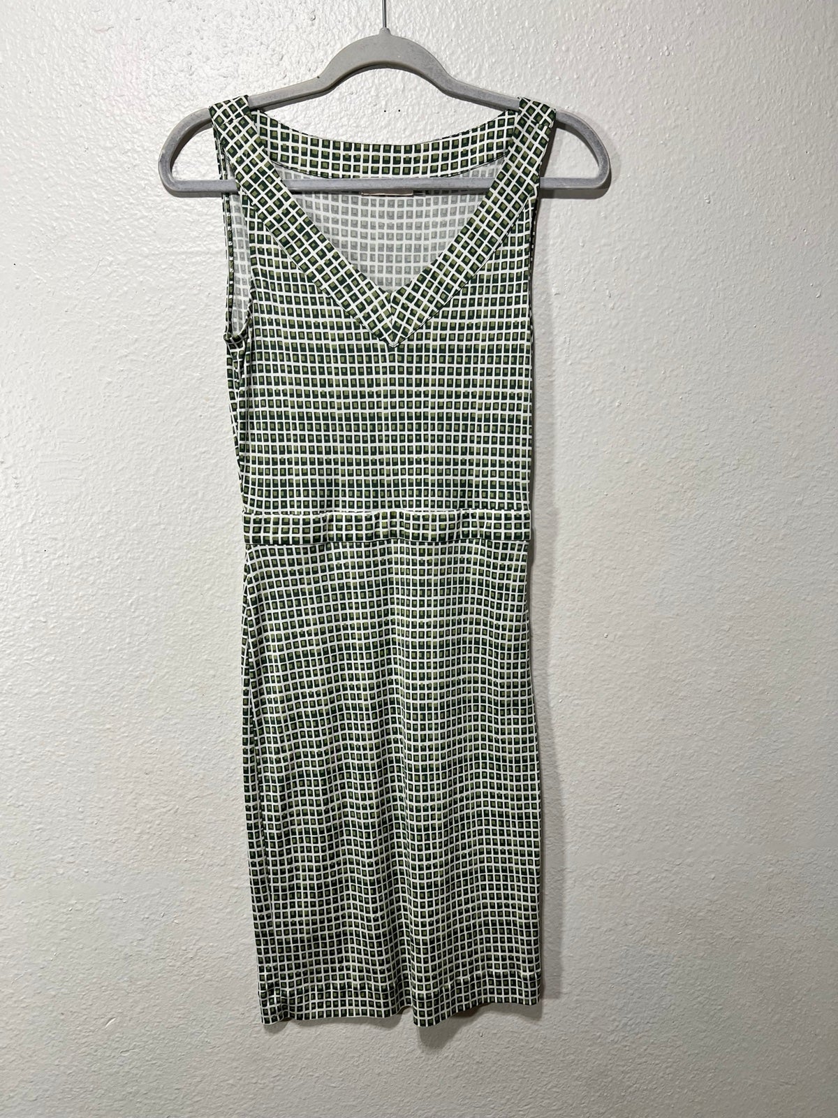 Tory Burch Paris Silk Dress Green Windowpane Double Block Sleeveless XS