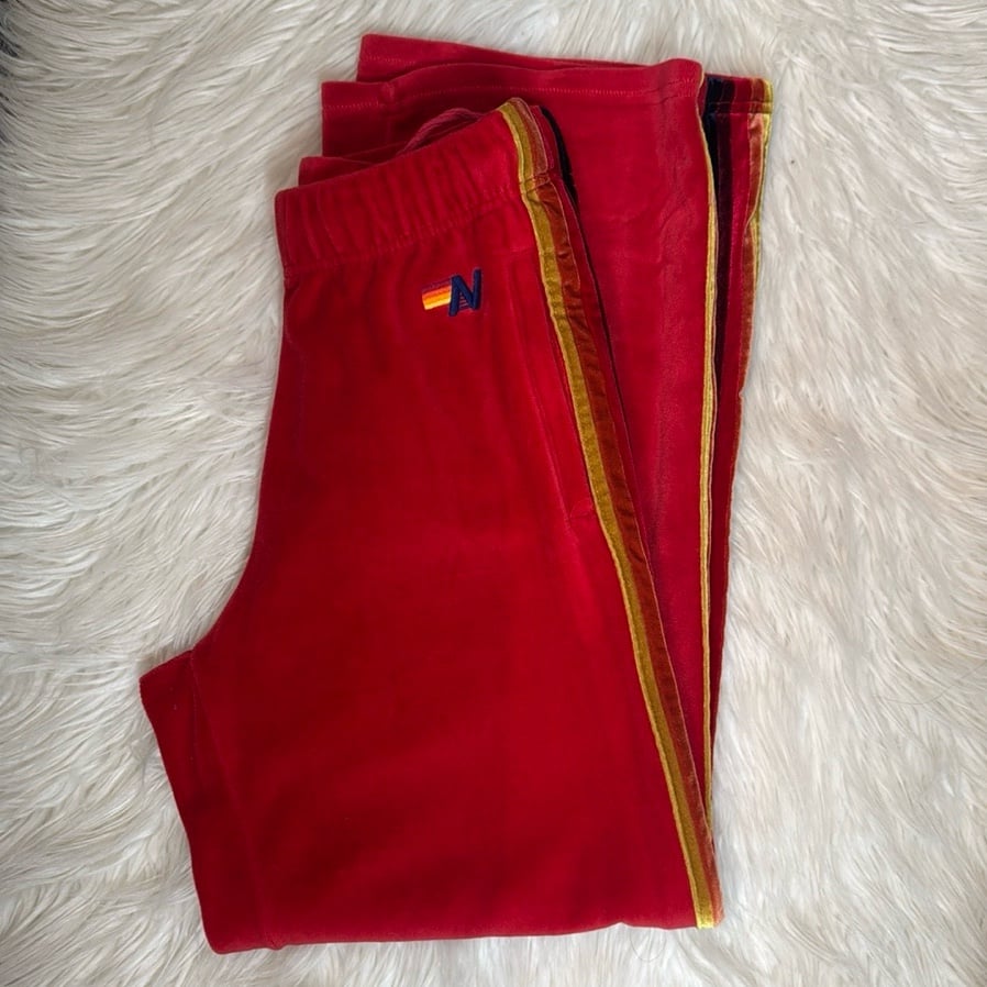 Aviator Nation Red Velour Sweatpants rare size M