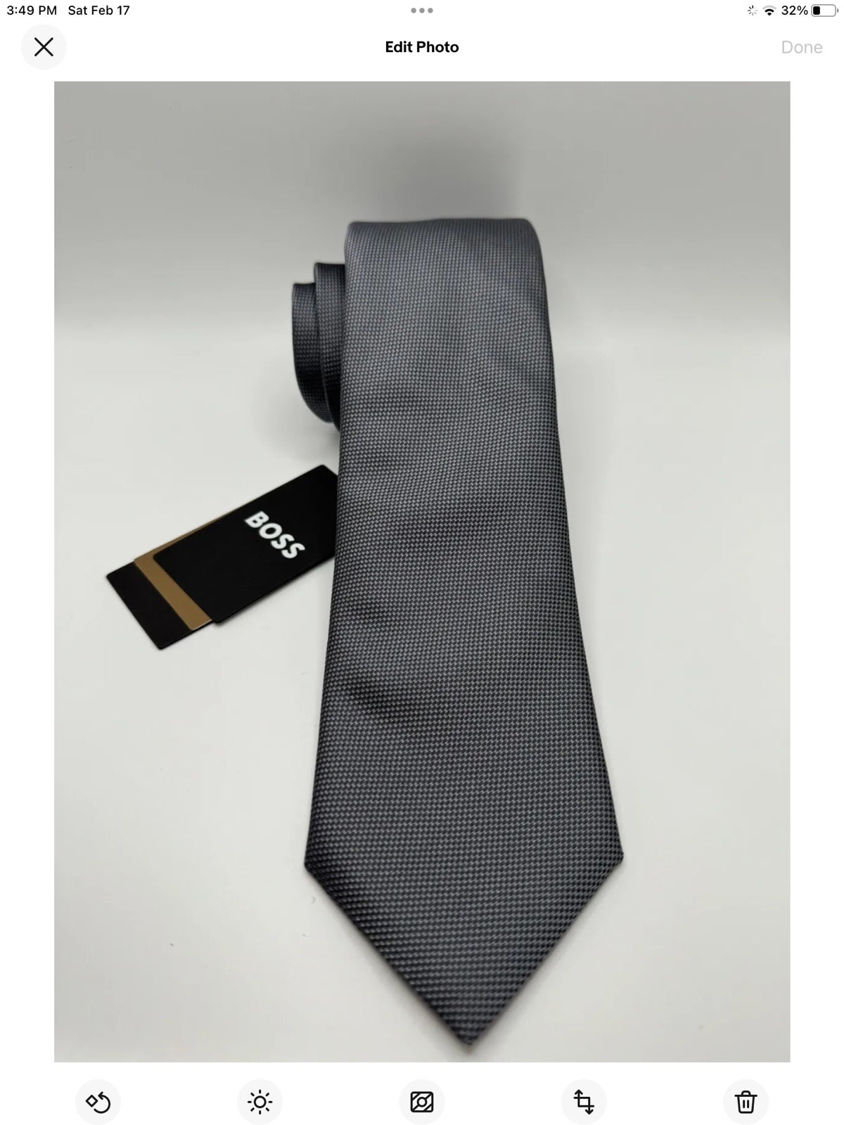 Boss Solid Grey Silk Tie