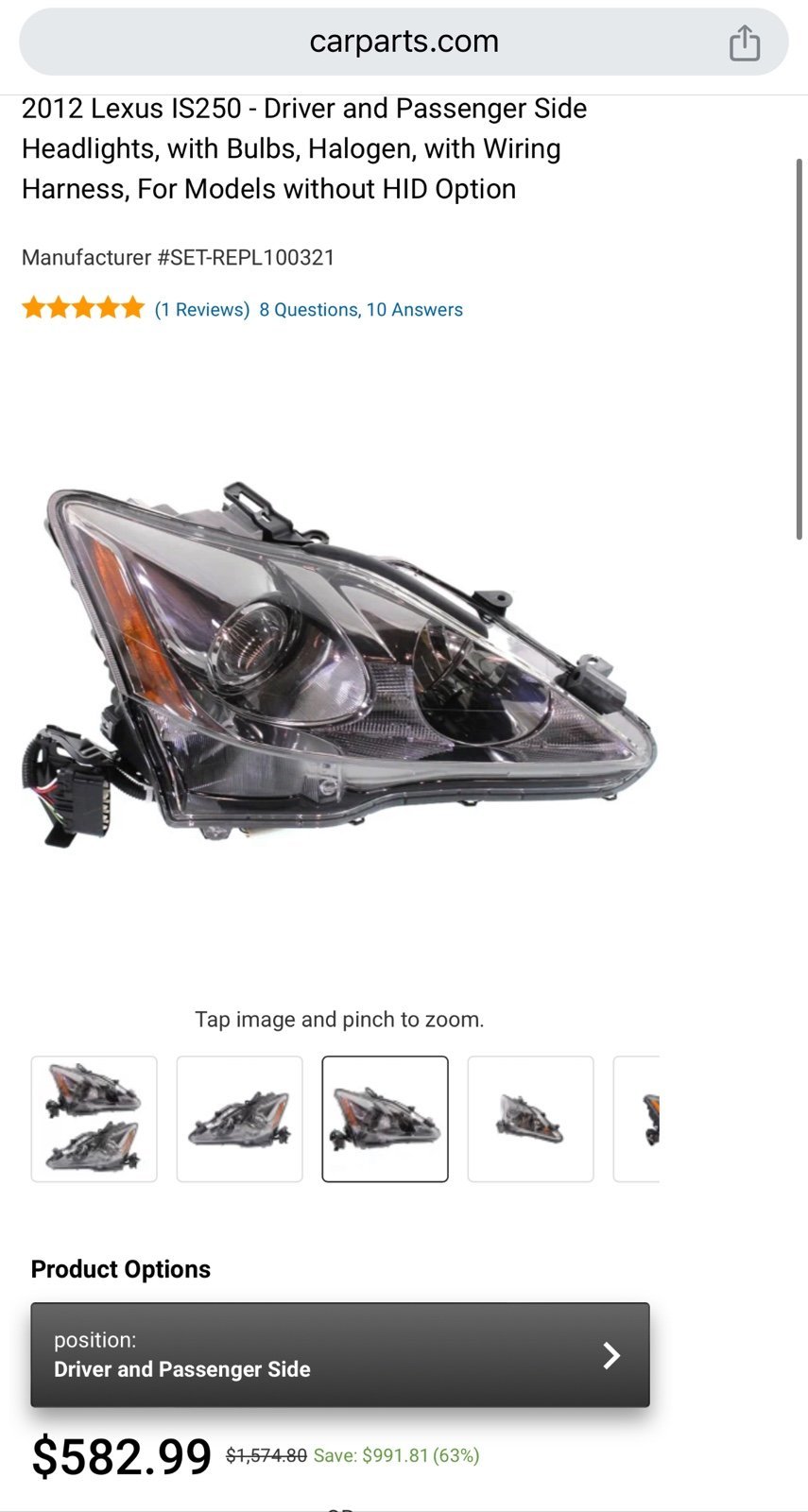 2010-2013 OEM Lexus is250 Headlight