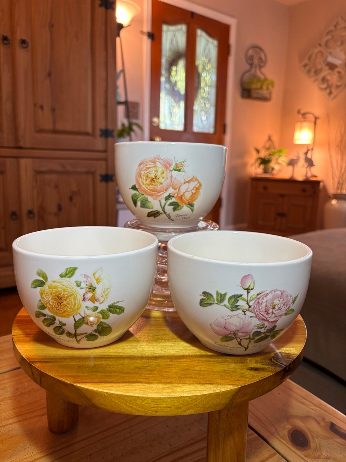 Portmeirion Botanic Roses Set Of 3 Made In Britain 5 Inch Ceramic Bowls EUC!