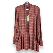 NEW Prana Foundation Wrap Womens L Vino Heather Stripe Long Sleeve Stretch Soft