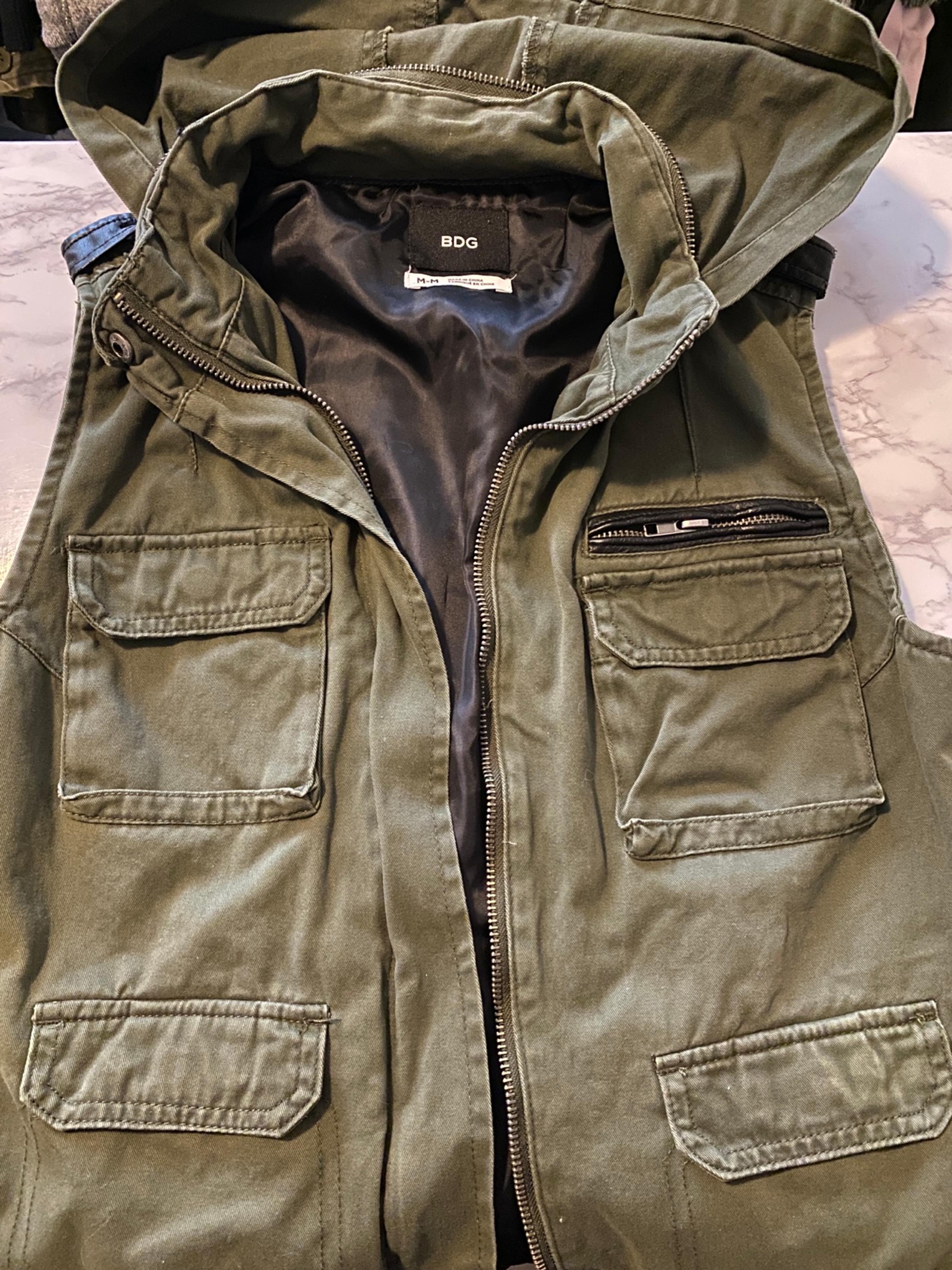 Olive Green Vest with Leather Details - BDG