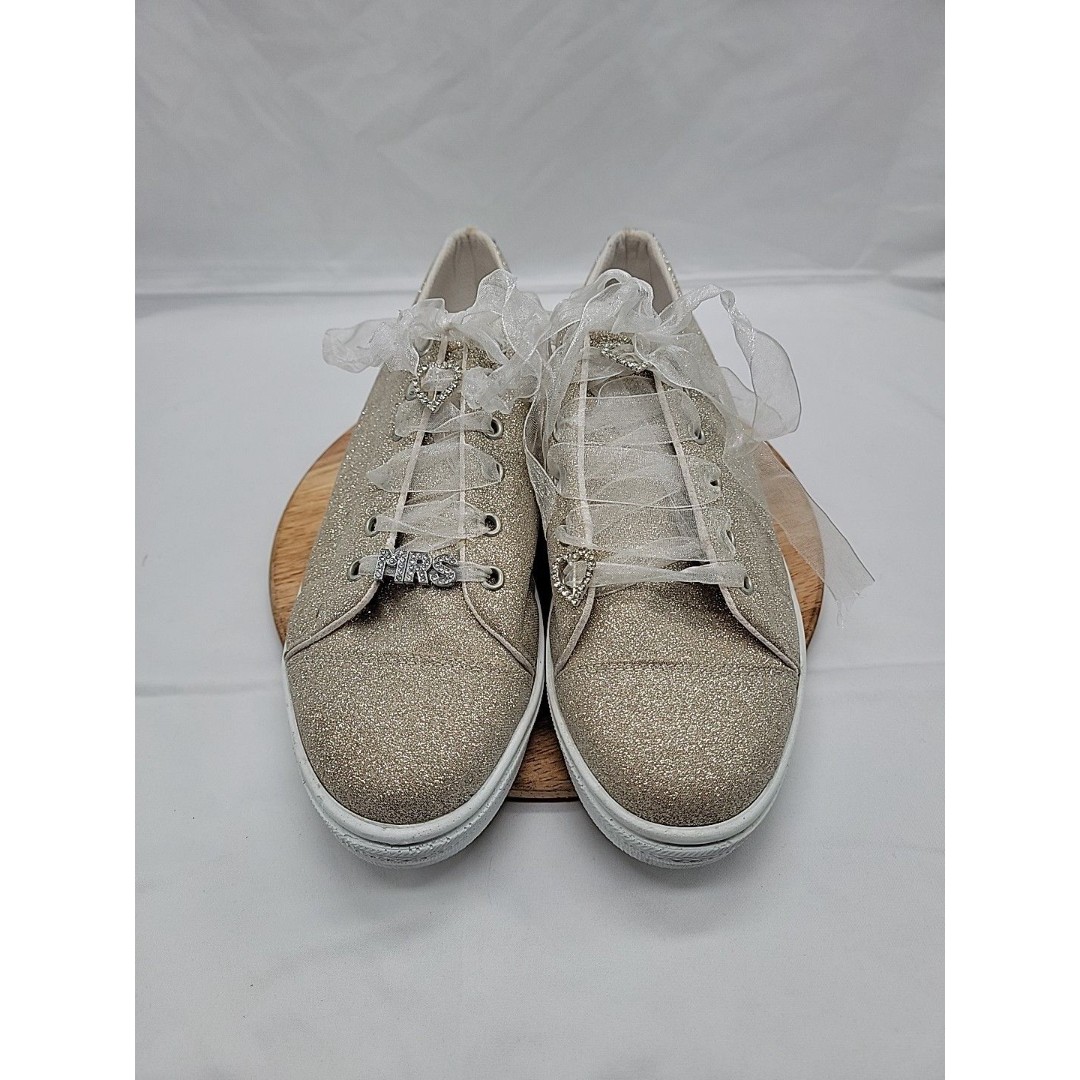 Womens Stilo Bride Shoe Sneakers Size 10.5 Gold Glitter Lace Up