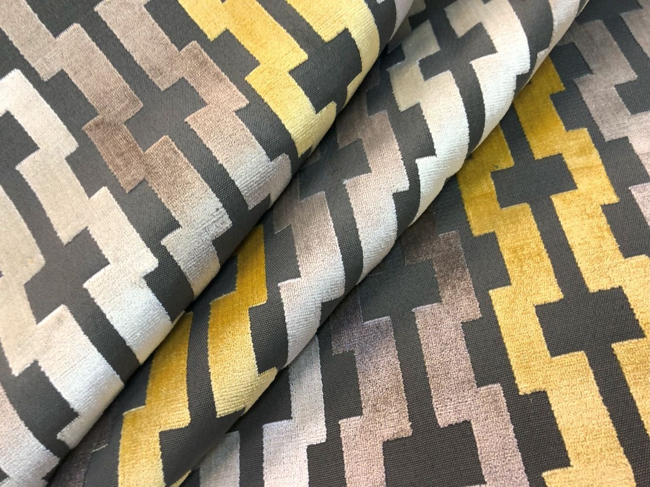 Hercules color Iron Cut Velvet Modern Abstract Fabric