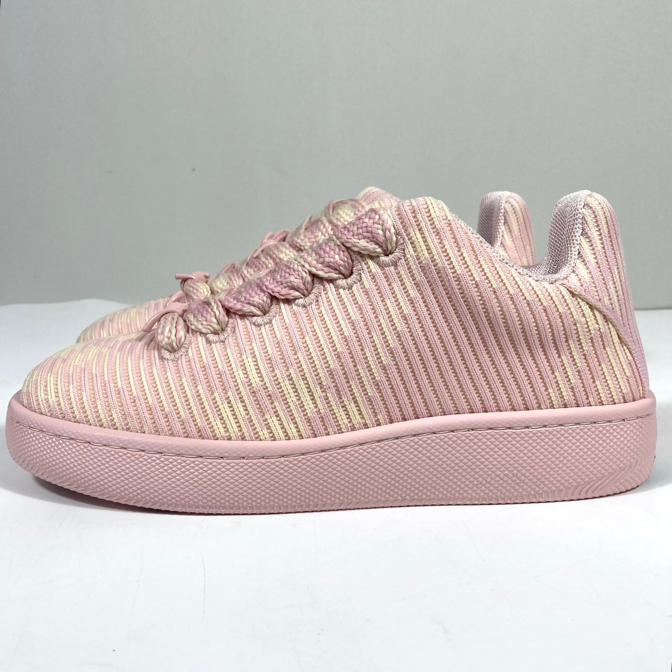 Burberry Knit Low Top Sneakers Cameo Pink Check Size 38 5 UK 8 US NEW