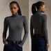 Polo Ralph Lauren Heather Gray Stretch Ribbed Knit Turtleneck Sweater Top