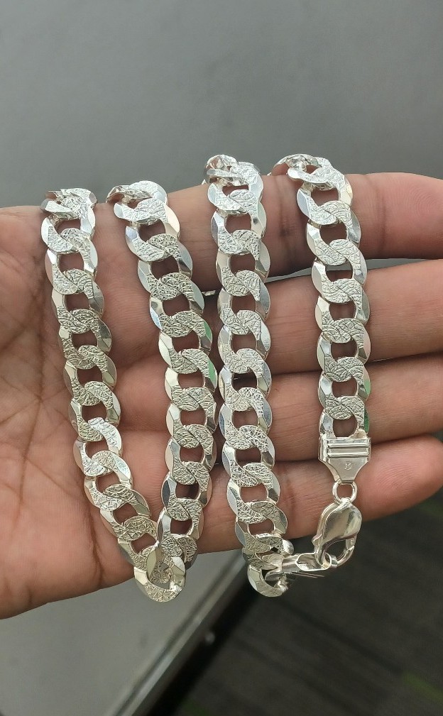 925 sterling silver Cuban daimond cut chain