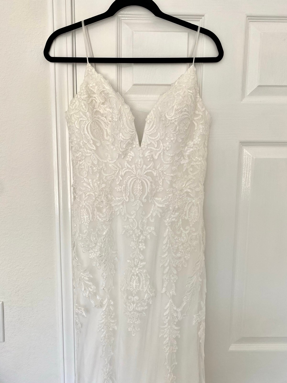 V-neck Plunged Wedding Dress (size 6)