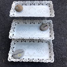 Three-tier metal serving tray