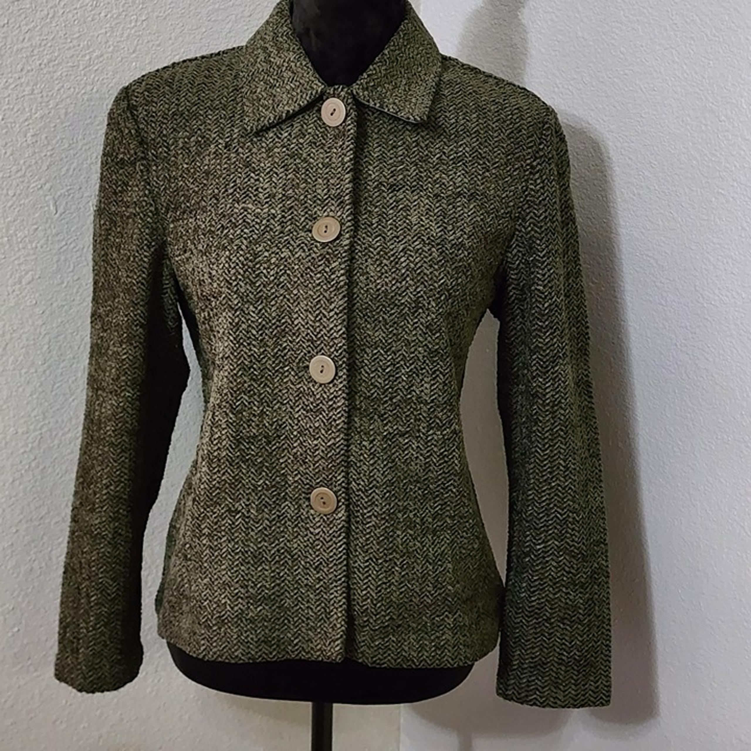 Jaclyn Smith Blazer Women’s Size 10 Green Ladies Dress Jacket Collard Button Up