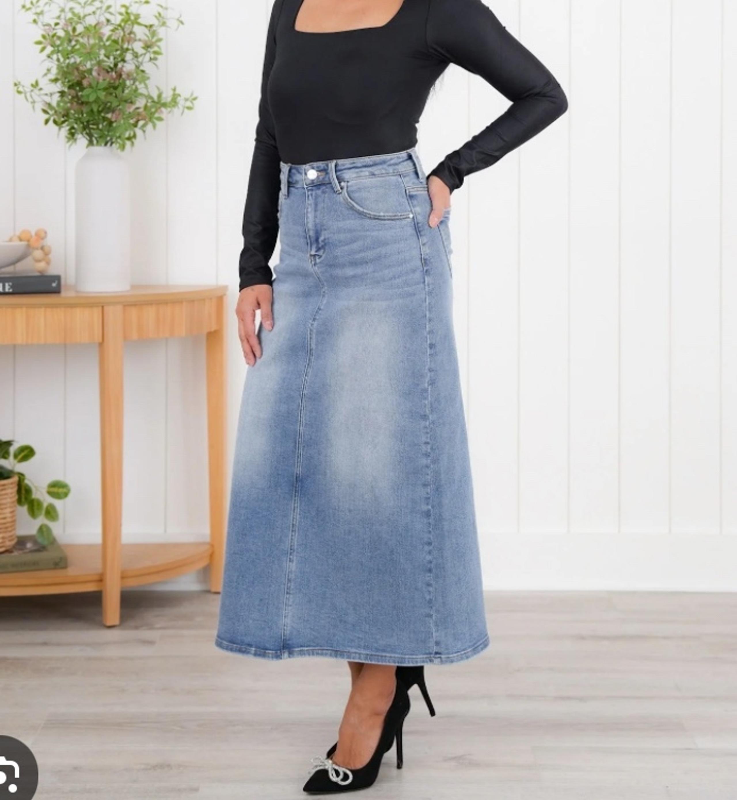 VTG Eddie Bauer Denim Maxi Skirt Jean Straight Streetwear Sz 12