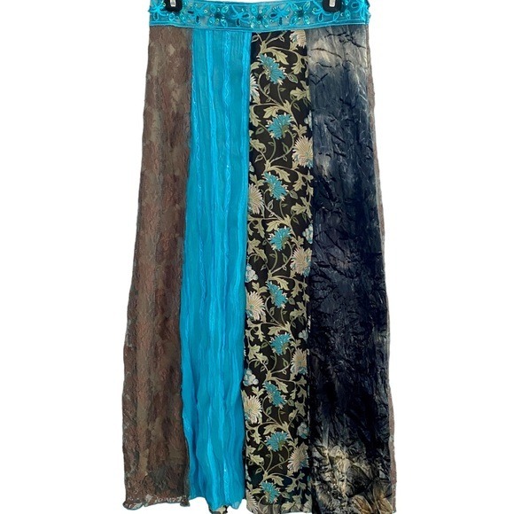 Vintage 90’s Boho Mixed Media Maxi Skirt Size Small NWT